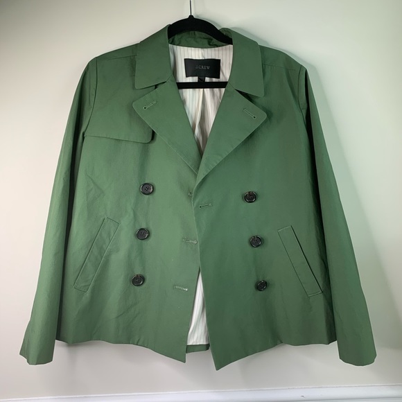 J Crew NEW olive green swing poplin trench coat 6 - Picture 2 of 8